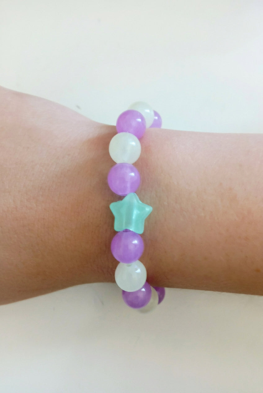 Purple and White Star Bracelet