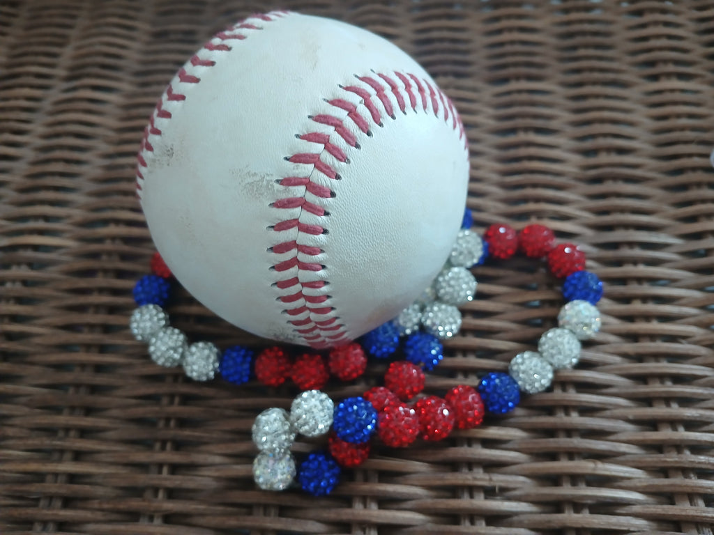 Red White & Blue Rhinestone Beaded Necklace