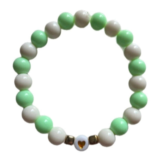Mint Green & White Heart Bracelet
