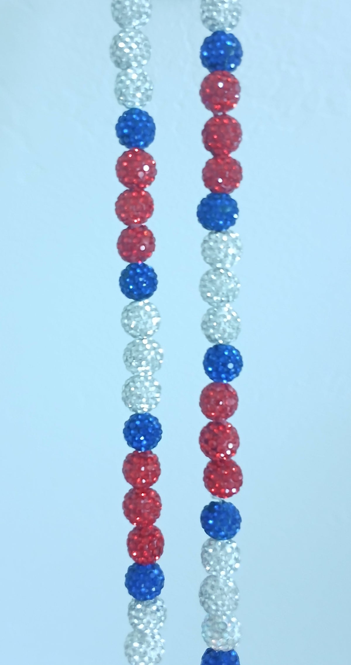 Red White & Blue Rhinestone Beaded Necklace