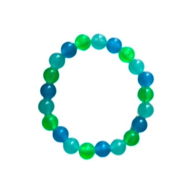 Blue & Green Beaded Stretch Bracelet