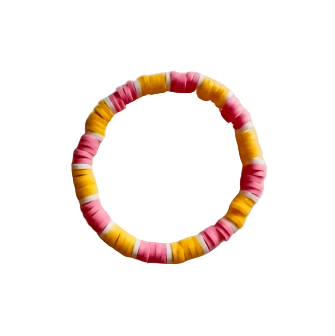 Pink and Yellow Heishi Bracelet